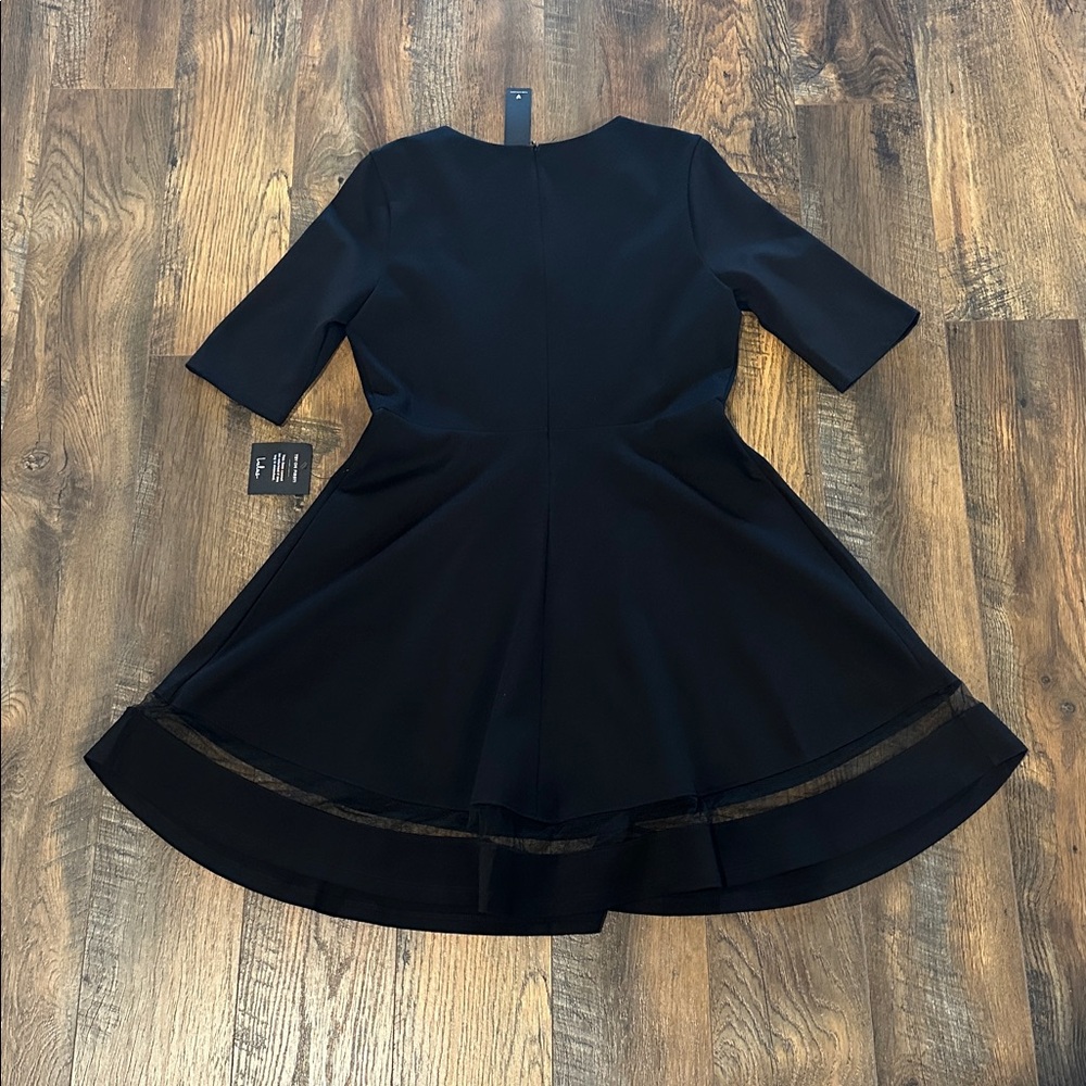 NWT! Lulus Sheer Factor Black Mesh Skater Dress